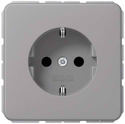 Розетка с заземлением без рамки Jung CD500 1-м. серый фото Розетка с заземлением без рамки Jung CD500 1-м. серый картинка